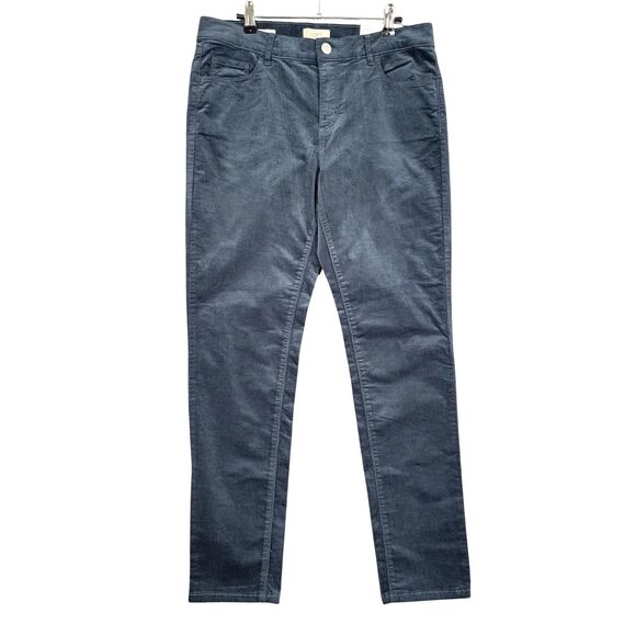NWT LOFT Blue Micro Cord Mid Rise Skinny Stretch Corduroy Pants SIZE 10 - Picture 1 of 11